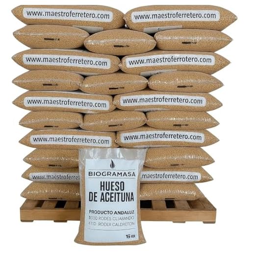 Biogramasa - Palet 77 Sacos de Hueso de Aceituna 15 kg - Biocombustible Ecológico para Estufas y Calderas, Bajo en Humedad, Alta Densidad, Máximo Poder Calorífico, Envío Nacional