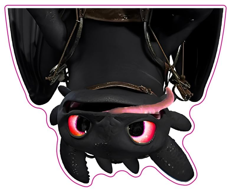 Authntcestore - Upside Down Toothless Decal Sticker for Car Indoor/Outdoor Vinyl Sticker Decal for Laptop | Motorcycle | Windows | Bumpers | Size: 5