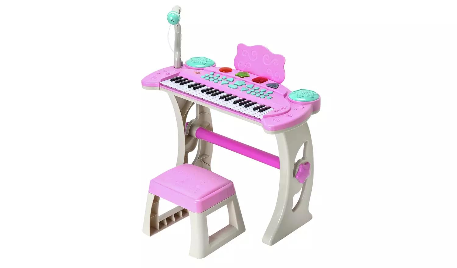 Chad Valley Keyboard Stand and Stool - Pink * Set includes everything your child needs to role play as a pop megastar, including a keyboard - attached to an adjustable stand - and a stool *
