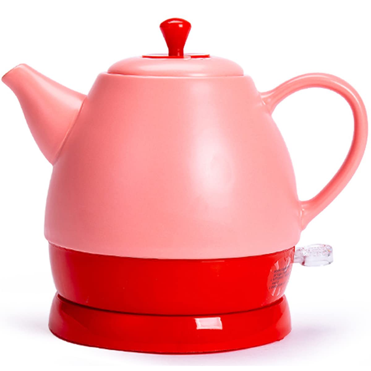 Bollitore Elettrico in Ceramica da 1L, Stile Retrò, Contenitore in Ceramica Senza BPA Teiera Vintage, Resistenza Nascosta, Spegnimento Automatico, Senza Fili, 1350W (C: Red)