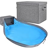 Voova Large Closet Storage Baskets Bins with Lids and Play Mat- 2-in-1 Storage Chest Bin, Stackable and Foldable Cube Basket Box Home Dorm Closet Organizers Cubes for Clothes Toys Blanket,Grey