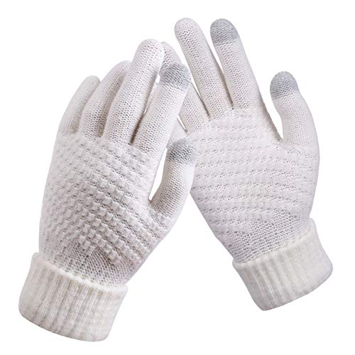 DYNWAVE Luvas de Inverno Masculino Feminino com Tela de Toque - Branco