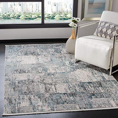 Safavieh Contemporary Indoor Woven Accent Area Rug, Shivan Collection, SHV717, in Grey/Blue