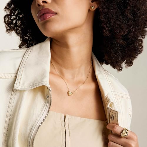 Image of Fossil Women's Gold-Tone Stainless Steel Pendant Chain Necklace for Women