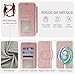 VANAVAGY Compatible for iPhone 14/13 Wallet Case for Magsafe Wireless Charging, PU Leather Flip Folio Phone Cover with Wrist Strap RFID Blocking Card Holder Screen Protector,Rose Gold
