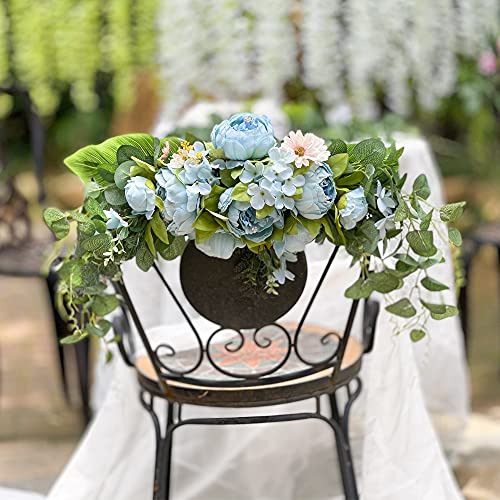 Insunsix Wedding Arch Flowers,Artificial Swag Peony Flower Eucalyptus 30 Inch Floral Swag Door Swag Wreath Twig For Home Wedding Wall Door Decoration(Blue) #TOP1