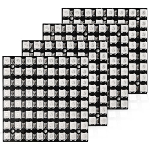 Joycabin Lot de 4 panneaux LED WS2812 - 64 bits - 8 x 8 - 5050 - Pilotes intégrés - Carte de développement - Compatible avec Arduino Raspberry Pi