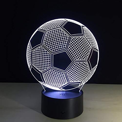 Lámpara de noche 3D fútbol 7 colores con control remoto miniatura 5