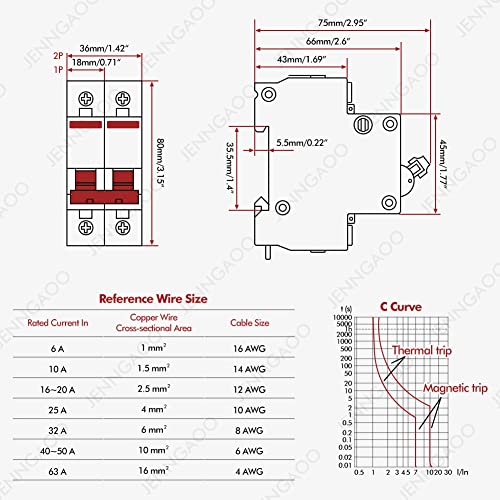 DIN Rail Mount Miniature Circuit Breaker 2P 40A DC 1000V, Isolator Switch for Solar PV Systems Marine Power, DC Circuits (63A) - Image 4