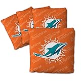 YouTheFan Officially-Licensed NFL Miami Dolphins Set of 4 Cornhole Bags - All Weather Regulation 6” x 6” Size - 16oz Weight - Designed in USA