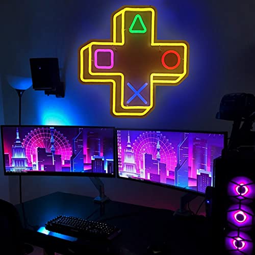 Gaming Neon Sign Lights For Bedroom Wall Decor With Usb Powered, 11.8"X 11.8" Led Game Neon Signs Light For Teen Boys Game Room Decor, Gamer Gifts, Man Cave, Halloween Christmas Decor #TOP2