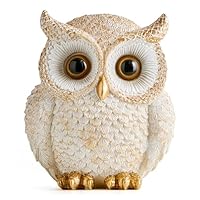 FJSPERM Weiß und Gold Eulen Figur, Niedliche Dekorative Eule Skulptur Kunstharz Skulptur, Wohnzimmer Tischdekoration Dekoration (Weiß und Gold)