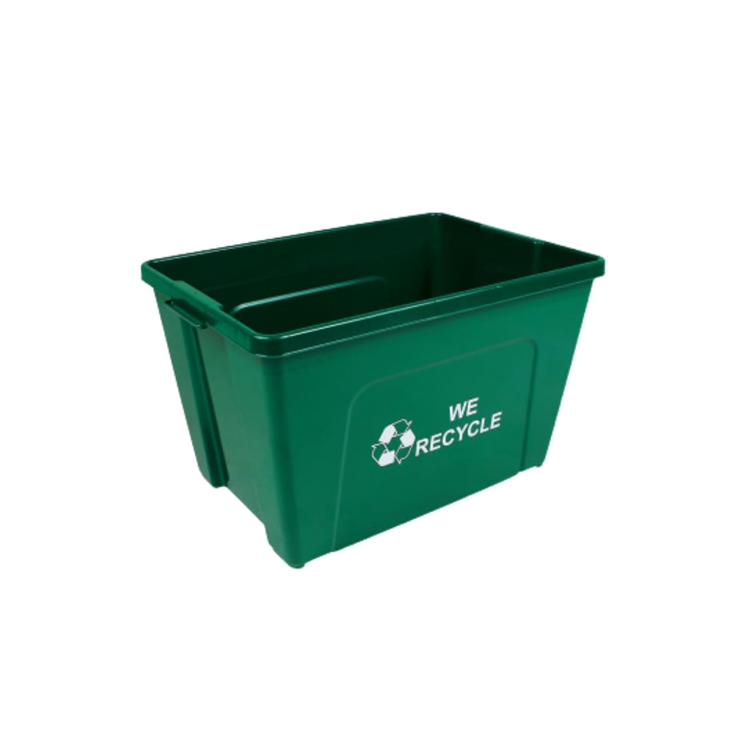 Curbside 18 Gallon Green Recycling Bin with Carrying Handles for Homes or Businesses | Easily Recognizable from The Curb | High-Capacity, Stackable - Single Unit - Green Green 1