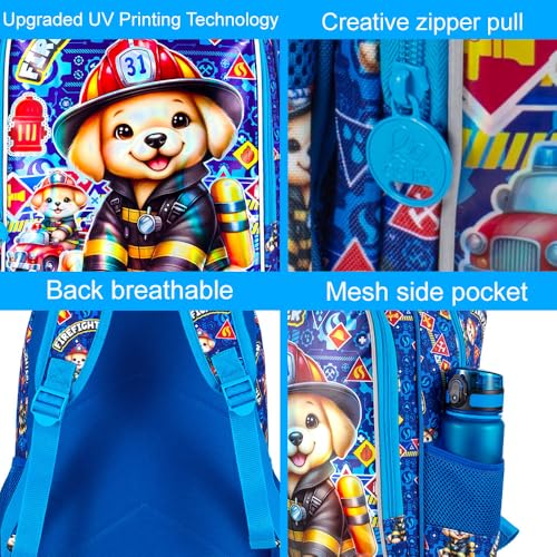 Image of 16 inch Boys Backpack, 3Pcs Dog Bookbag with Lunch Box, Kids School Backpacks Set for Elementary Preschool Kindergarten(Blue)