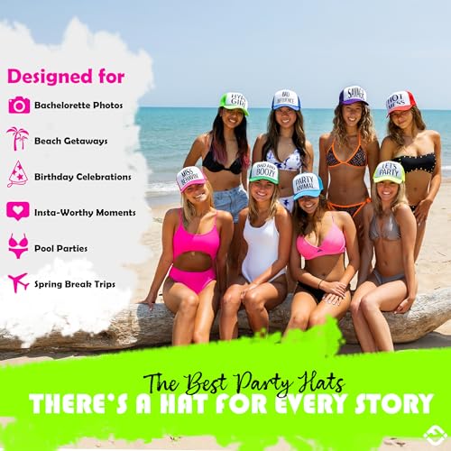 Funky Junque Retro Mesh Snapback Trucker Hat - Stylish Foam Cap for Bachelorette Party, Western Style, Spring Break4