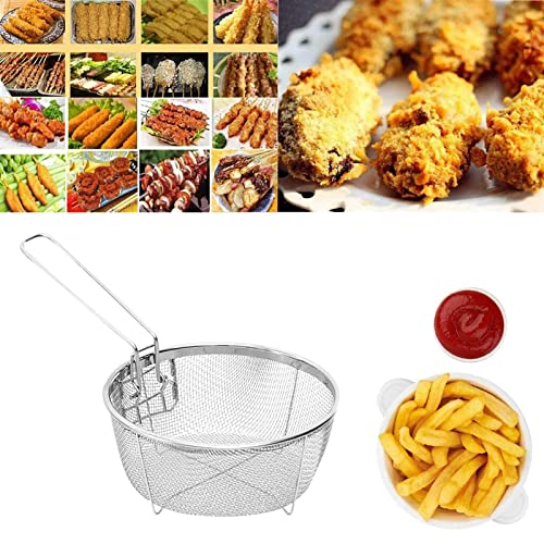 Cestelli per frittura in acciaio inossidabile, Cestello filtro per patatine fritte, Cestello per frittura per patatine fritte, Strumento di cottura dal design pieghevole per patatine fritte, Cestello