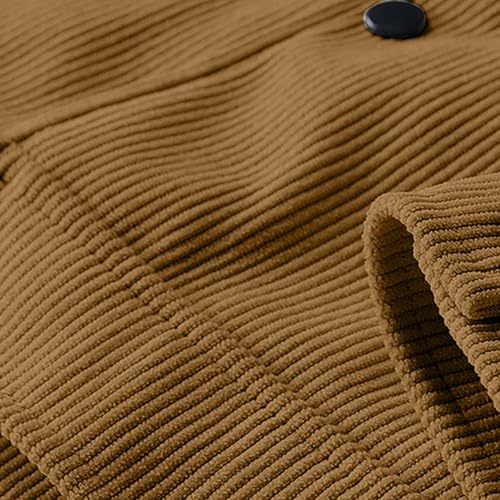 Cambkatl Men's Fleece Lined Vintage Corduroy Tactical Jackets - Lapel Button Down Long Sleeve Loose Winter Coats with Pockets4