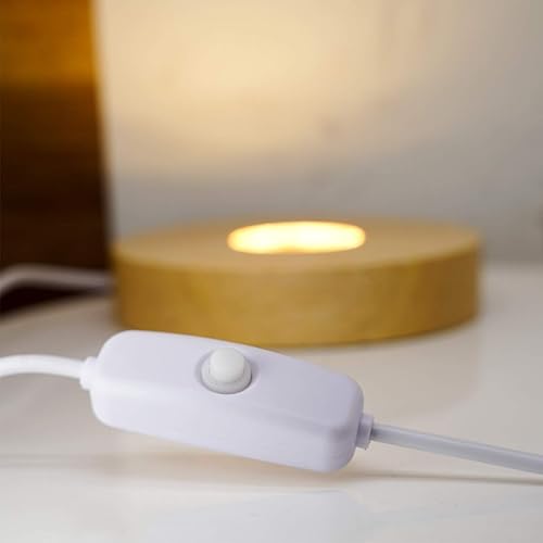 Miniatura 3 de Base LED de madera natural para pantallas de cristal  Plataforma de luz redonda de 4 pulgadas con brillo blanco cálido  Soporte decorativo