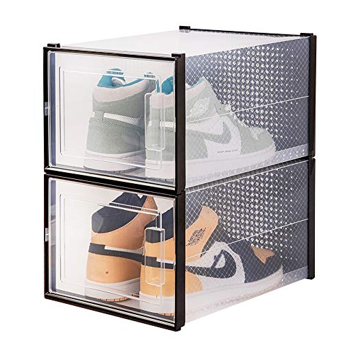 OnDisplay Clik Stackable Interlocking Shoe Box System (Large Clear/Black, Set of 2)