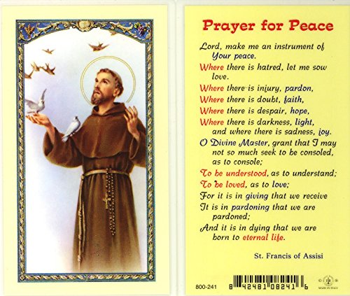 WJ Hirten E24-313 Prayer for Peace, Clear Holy Cards