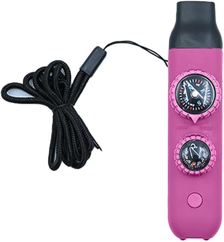 Survival Whistle Emergency 7-in-1 Loud Safety Whistle with Compass, Thermometer & LED Light | Neck Lanyard for Kids & Adults, Ideal for Hiking, Camping, Climbing, Kayaking & Boating