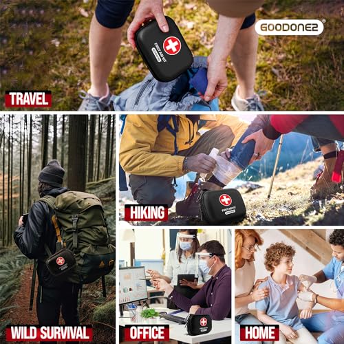 GOODONE2 200 Pcs First Aid Kit + Survival kit for Treat, Protect Minor Cuts, Scrapes. Home, Office, Car, School, Business, Travel, Emergency, Survival, Hunting, Outdoor, Camping & Sports (200-Black)