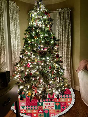 Christmas Tree Skirt Xmas Tree Skirts Christmas Geometric For Party Holiday Happy New Year Winter Decorations Indoor Outdoor 36Inch #TOP3