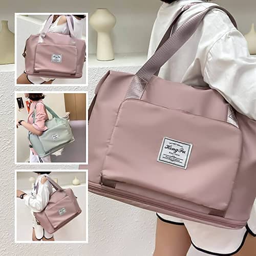 Image of Large Capacity Folding Travel Bag, Travel Lightweight Waterproof Carry on Luggage Bags with Fixed Strap, Dry and Wet Separation Foldable Travel Duffel Bag(Multicolor)