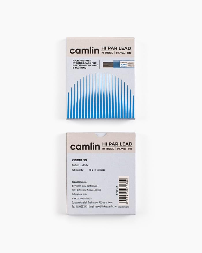 Image of Camel 0.5 mm Hi-Par Pencil Lead, Black (Pack of 10) | 0.5mm Smooth & Dark Leads for Writing, Sketching & Exams | Break-Resistant, High Precision Refills (0.5MM)