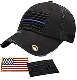Photo Gallery antourage cappello da baseball unisex con bandiera americana, per uomini e donne, con visiera piatta e 2 toppe patriottiche, (36) nero / linea blu sottile con buco della serratura, taglia unica Photo Gallery antourage cappello da baseball unisex con bandiera americana, per uomini e donne, con visiera piatta e 2 toppe patriottiche, (36) nero / linea blu sottile con buco della serratura, taglia unica