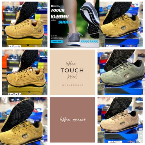 Image of Lakhani Touch Armaan Leather Outdoor Shoes for Men - Comfortable & Durable Waterproof Hiking Sneakers - Stylish Sports Shoes for Outdoor Activities & Travel