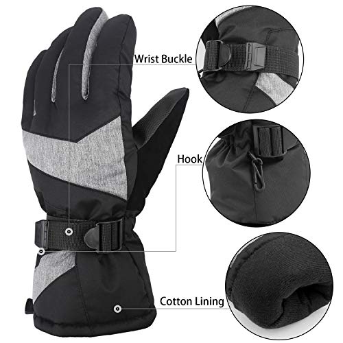 mysuntown Ski Gloves Waterproof Warm Snow Gloves Snowboard Snowmobile Winter Gloves for Men Women (XL) (L)