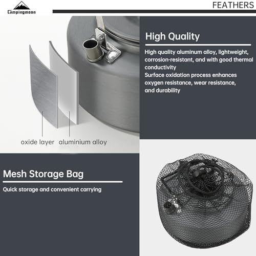 Lightweight Camping Tea Kettle - Portable Aluminum Coffee & Tea Pot for Backpacking, Picnics, and Fishing - 0.8L Capacity - Image 6