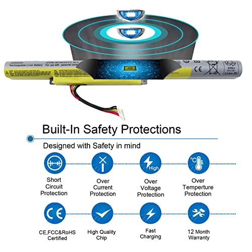 King Eboyee Laptop L12S4K01 4Inr19/66 Battery For Lenovo Ideapad Z400 Z400A Z400S Z400T Z410 P400 Z500 Z500A Z505 Z510 Z510A P500 L12S4E21 L12M4E21 L12L4K01 L12M4K01 4Inr19/65-1 14.4V 48Wh #TOP2