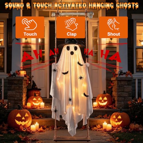 Halloween Decorations Outdoor,Large Hanging Swing Ghost Halloween Decor - Image 3