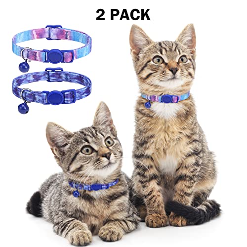 Dillybud Breakaway Cat Collars For Girl Boy Cats,Spring Summer All Weather Cat Collar Personalized Pattern 2 Pack,Cute Classic Safety Buckles And Bells,Adjustable Printed Nylon Colorful Pink #TOP5