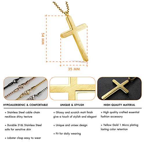 Collier pendentif croix acier inoxydable brossé élégant maille ajustable