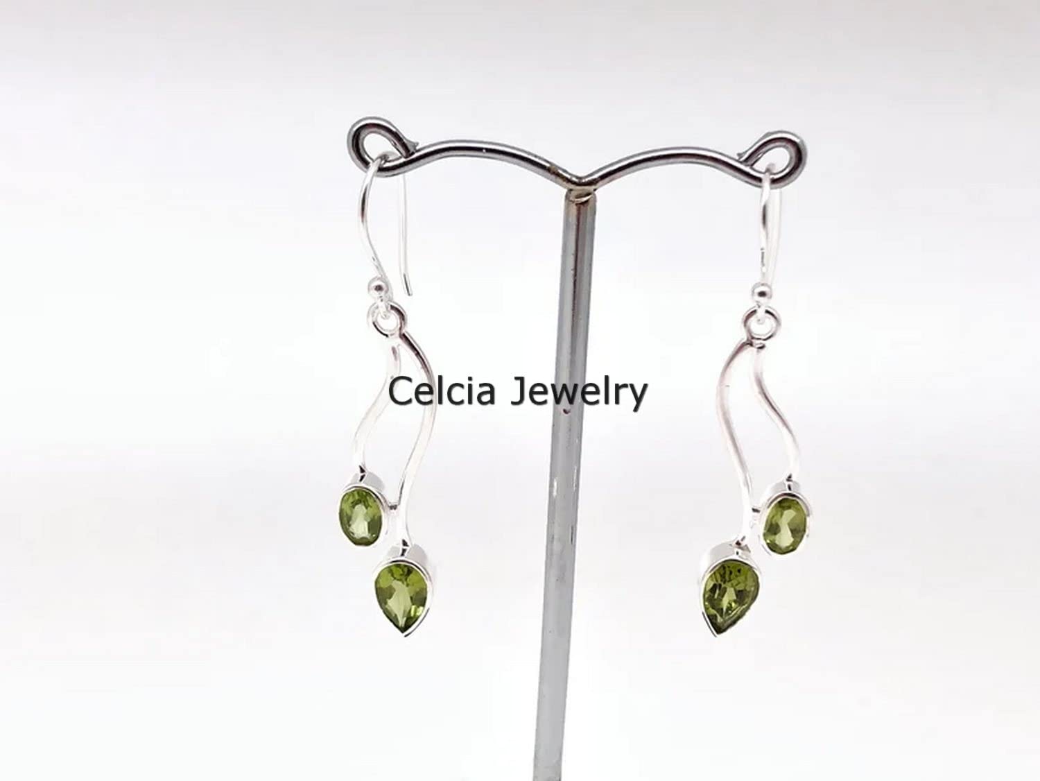 Pendientes colgantes de lágrima de plata de ley 925 auténtica para mujer, peridoto verde, piedras preciosas múltiples naturales, regalos únicos de piedra natal de agosto para ella