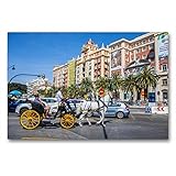 Premium Textil-Leinwand 90 x 60 cm Quer-Format Pferdekutsche mieten in Malaga | Wandbild, HD-Bild auf Keilrahmen, Fertigbild auf hochwertigem Vlies, Leinwanddruck von Val Thoermer