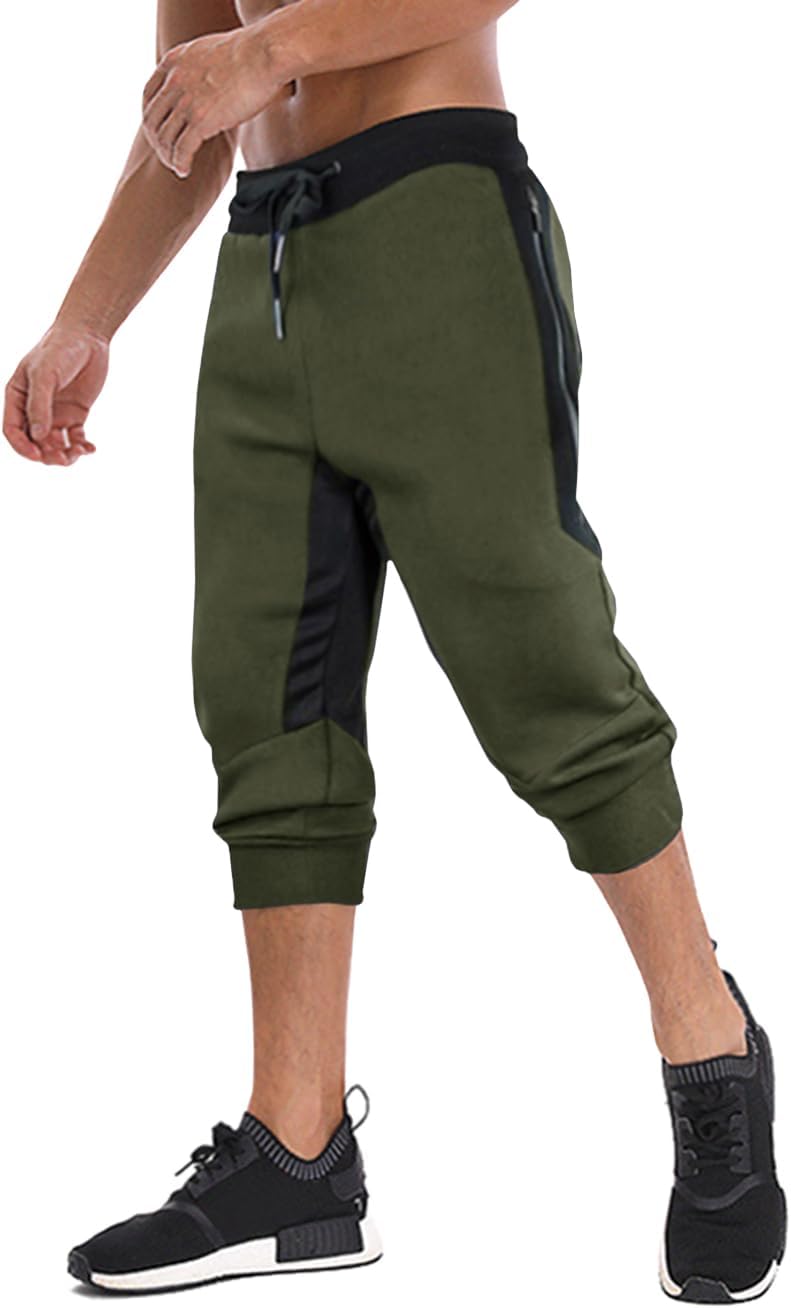 MAGNIVIT Men’s 3/4 Jogger Capri Pants Workout Gym Below Knee Shorts Zipper Pockets Jogger Sweatpant Capris for Men MAGNIVIT Men’s 3/4 Jogger Capri Pants Workout Gym Below Knee Shorts Zipper Pockets Jogger Sweatpant Capris for Men