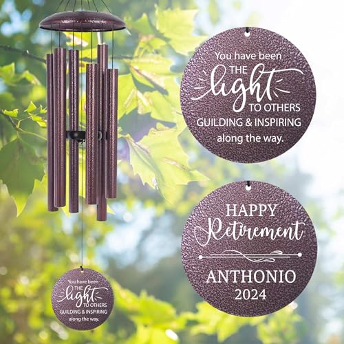 Image of ASTARIN Personalized Retirement Wind Chimes, 30 inch Wind Chimes Retirement Gifts for Men, Retirement Gift of 2025, Retirement Wind Chime for Women, Friends, Boss