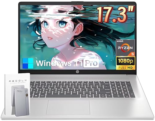 HP 17 Inch Laptop for Business & Students, AMD Ryzen 5 7430U, 17.3' FHD IPS Anti-Glare Display, 20GB RAM, 512GB SSD, Copilot Key, Wi-Fi 6, Long Battery Life, Windows 11 Pro, w/RECOLX AI Voice Recorder