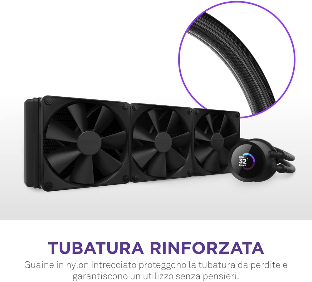 Kraken 360 - RL-KN360-B1 - Raffreddamento a liquido CPU AIO 360 mm - Display LCD quadrato da 1,54" personalizzabile - Pompa ad alte prestazioni - 3 ventole F120P - Nero - Sistema di raffreddamento - Immagine 6