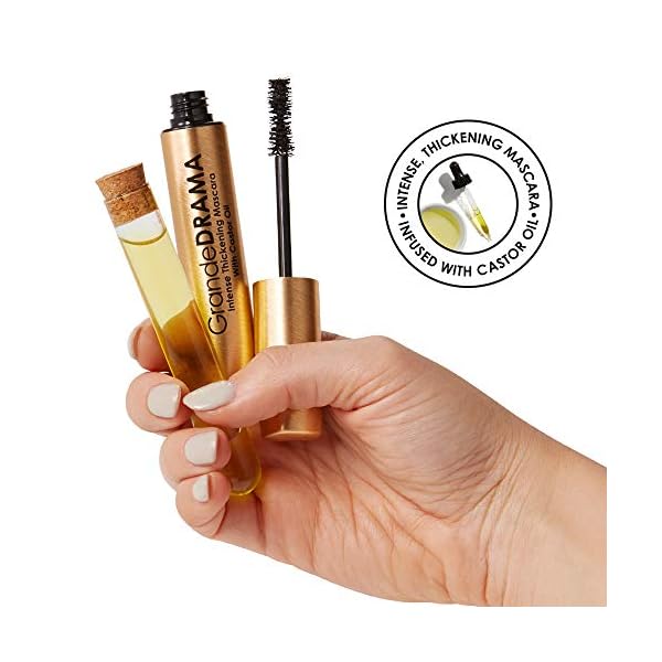 Grande Cosmetics GrandeDRAMA Intense Thickening Mascara with Castor Oil, Volumizing, Conditioning, Buildable Formula