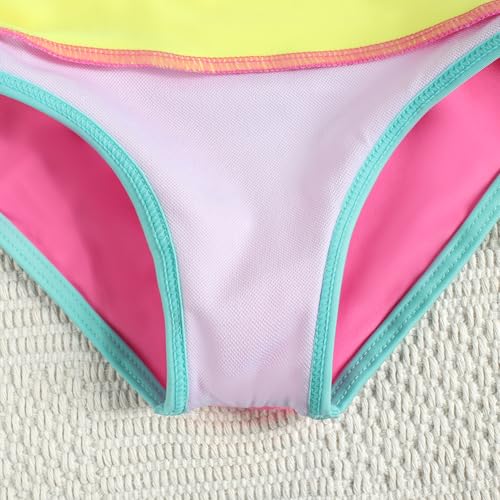 Image of Little Girl Swimsuit Casual Swimwear Kids Two Piece Color Block Bathing Suits Beach Bikini Set 3-12Years
