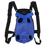 Mochila de transporte para perros, bolsa vientral a la moda, para animales duraderos, con cinco agujeros, 25 – 45 cm (color azul, tamaño: M)