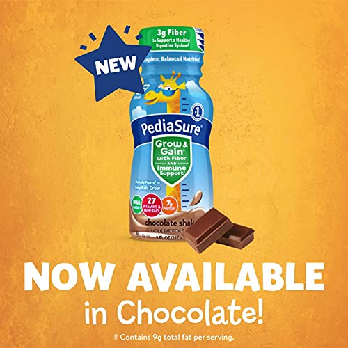 PediaSure Grow & Gain with 3g Fiber for Digestive Health, Provides Immune Support, Kids Protein Shake, 27 Vitamins and Minerals, 7g Protein, DHA Omega-3, Non-GMO, Chocolate, 8 fl Oz, 24 Count - Thumbnail 2