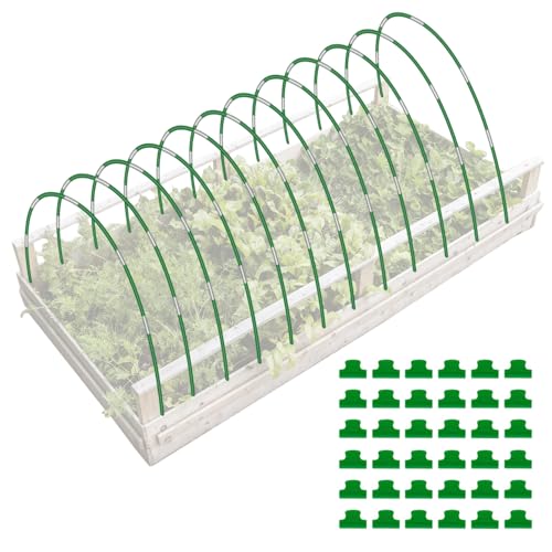 joyhalo Garden Hoops for Raised Beds,72pcs Greenhouse Hoops, Rust-Free Coated Fiberglass 12 Sets Garden Tunnel, Detachable Hoop House Frame for Row Cover, Bird Netting, Garden Netting, Plant Covers