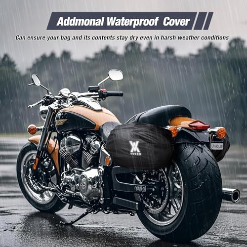 Vuudh Motorcycle Saddlebags 38L Waterproof Rear Rack Panniers for Motorcycle, Saddle Bags for Electric Bikes, Ideal for motorcycle riding, Travel, and Commuting - Black
