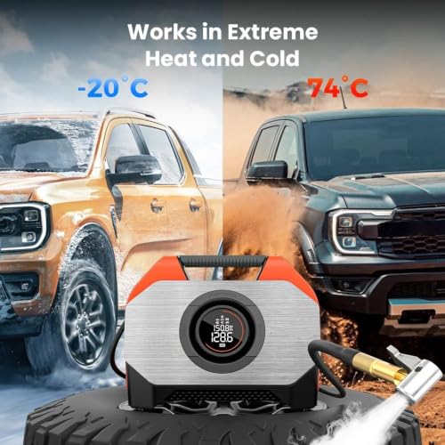 Compresor de aire portátil doble cilindro de 19200 mAh para coche y neumáticos P600 5